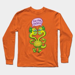 Two-headed alien struggling to define which head is the boss Long Sleeve T-Shirt